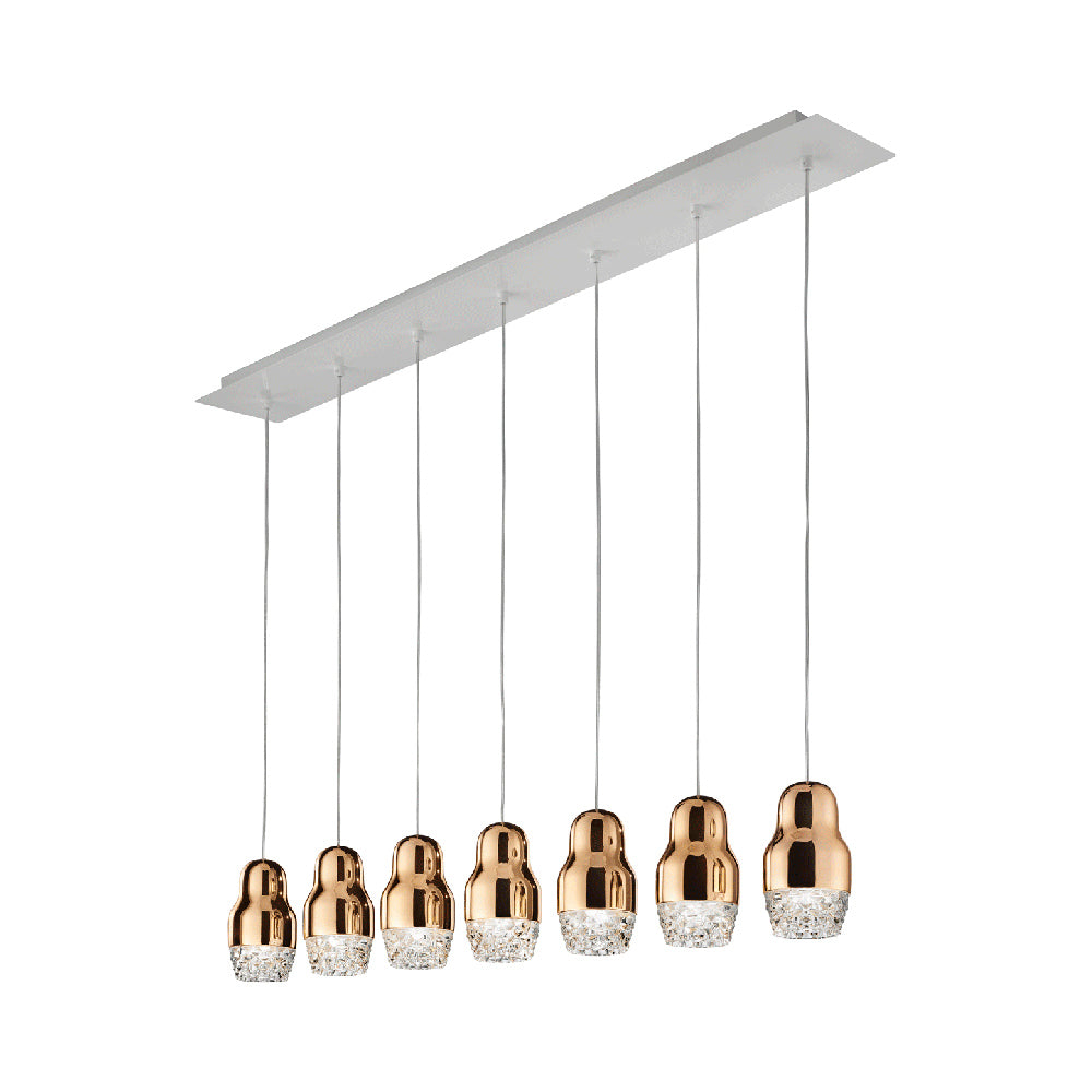 Fedora Linear Pendant Light in Rose Gold.