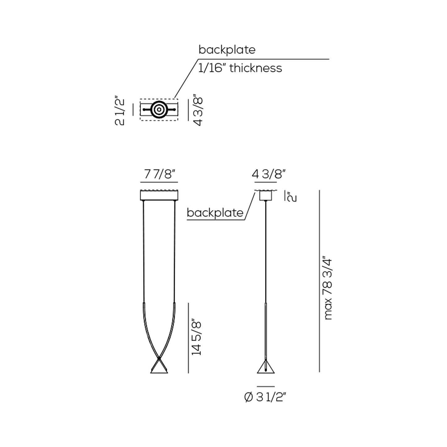 Jewel LED Pendant Light - line drawing.
