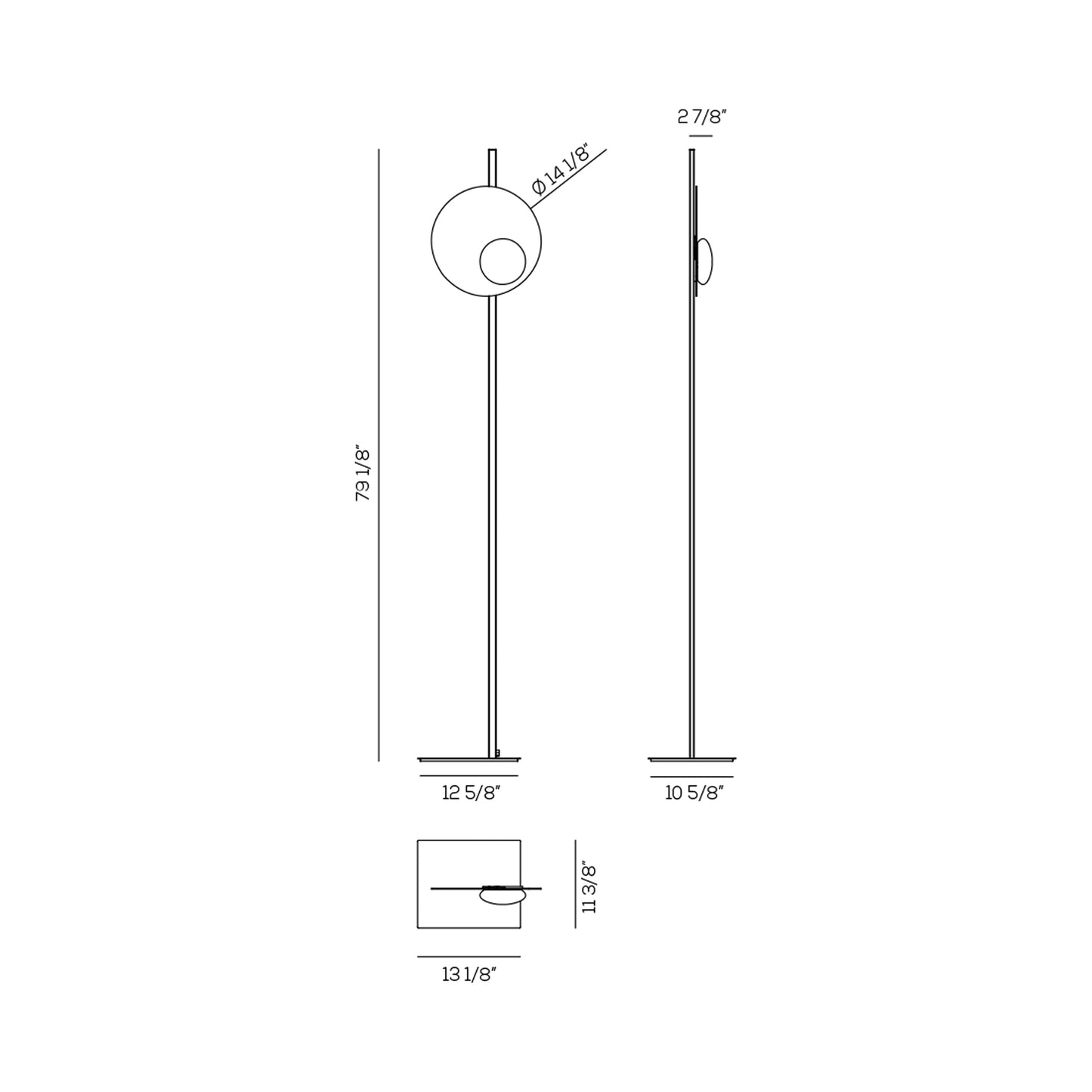 Kwic LED Floor Lamp - line drawing.