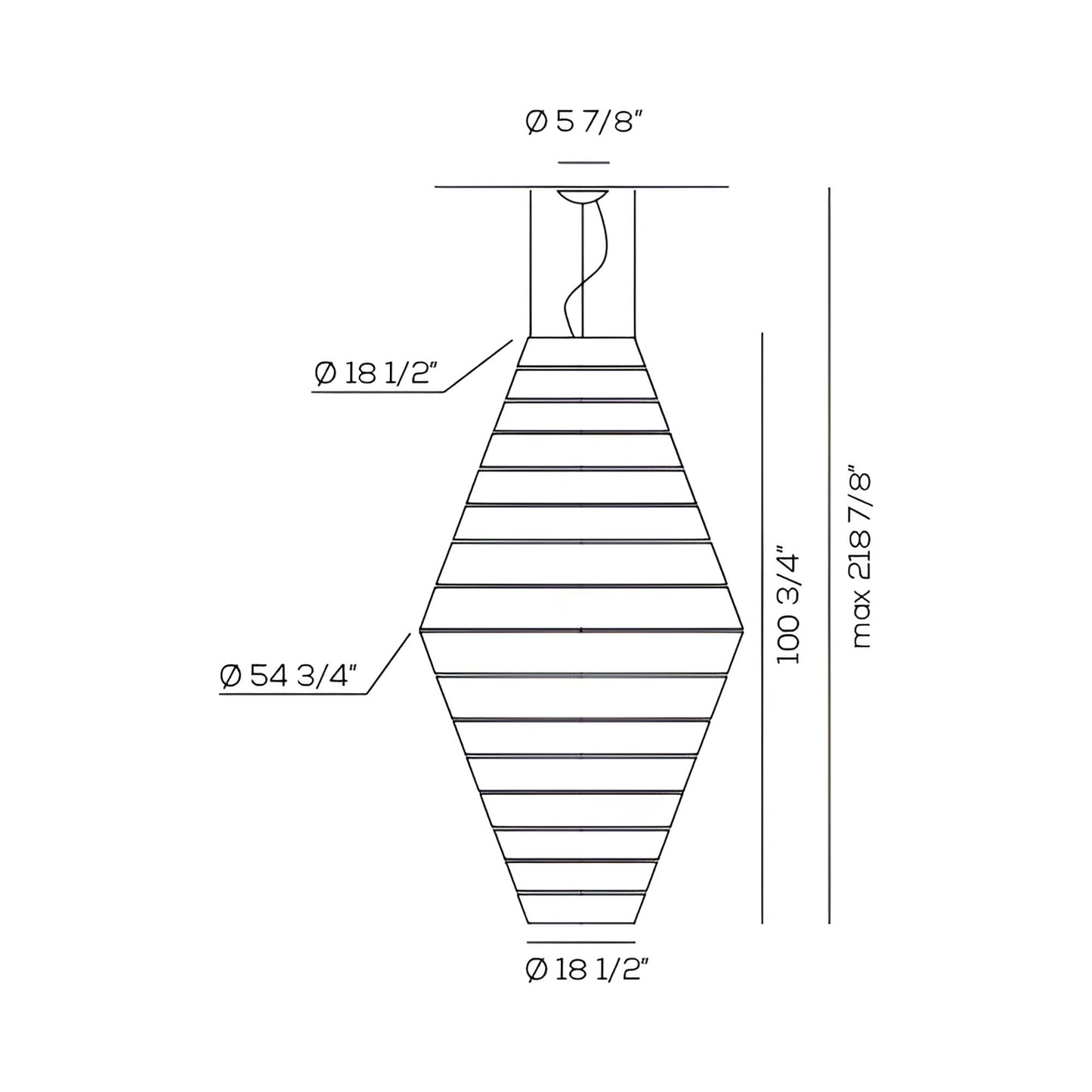 Layers C Pendant Light - line drawing.