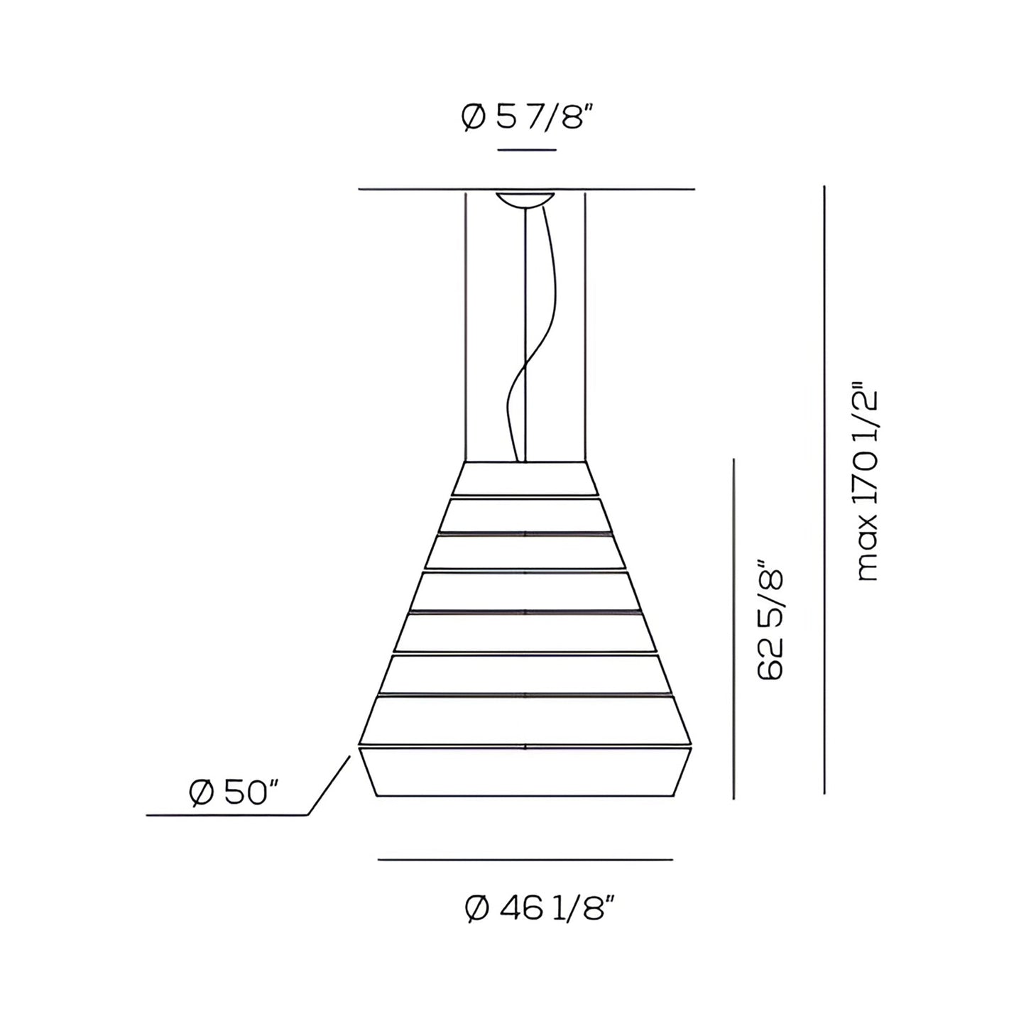 Layers E Pendant Light - line drawing.