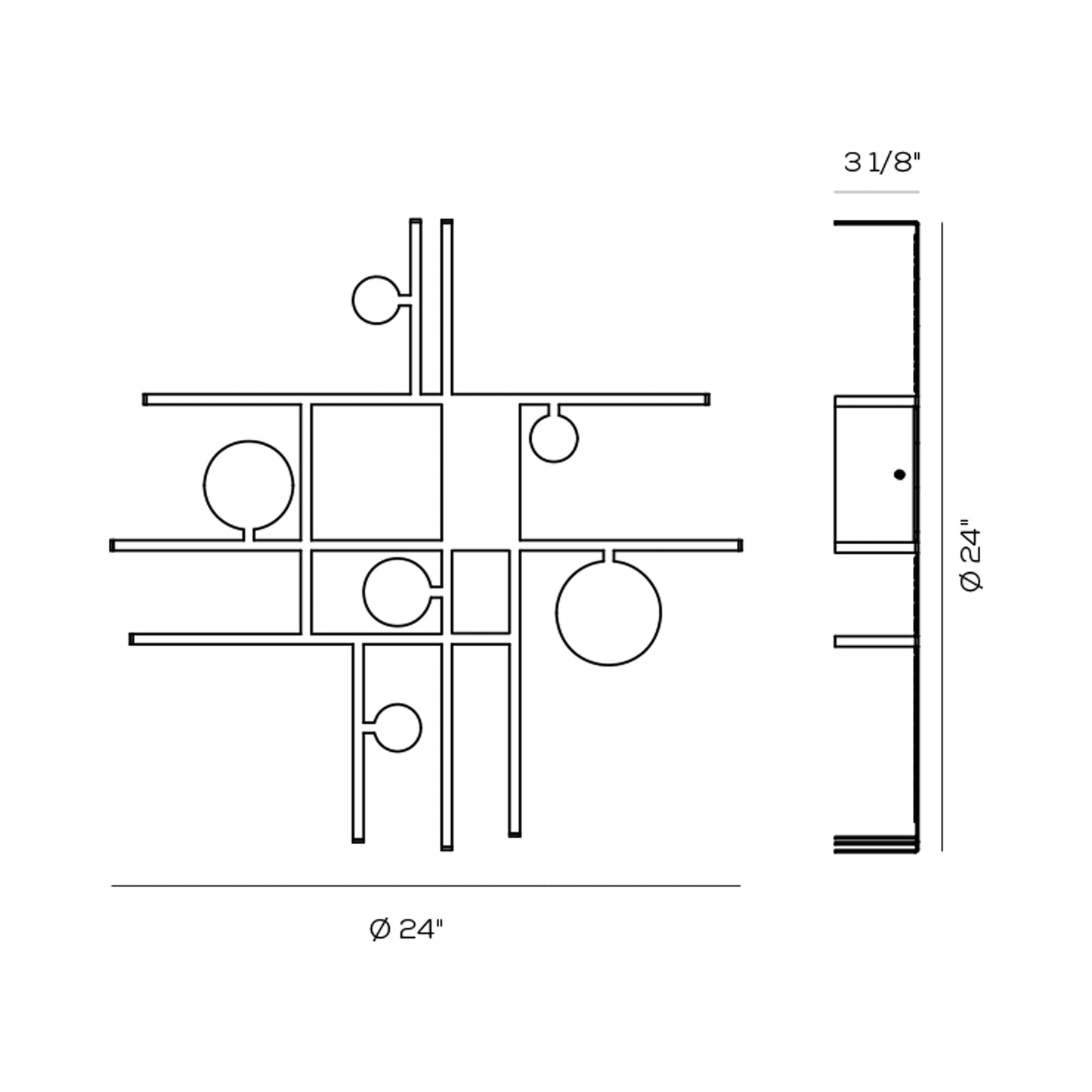 Manifesto LED Ceiling / Wall Light - line drawing.