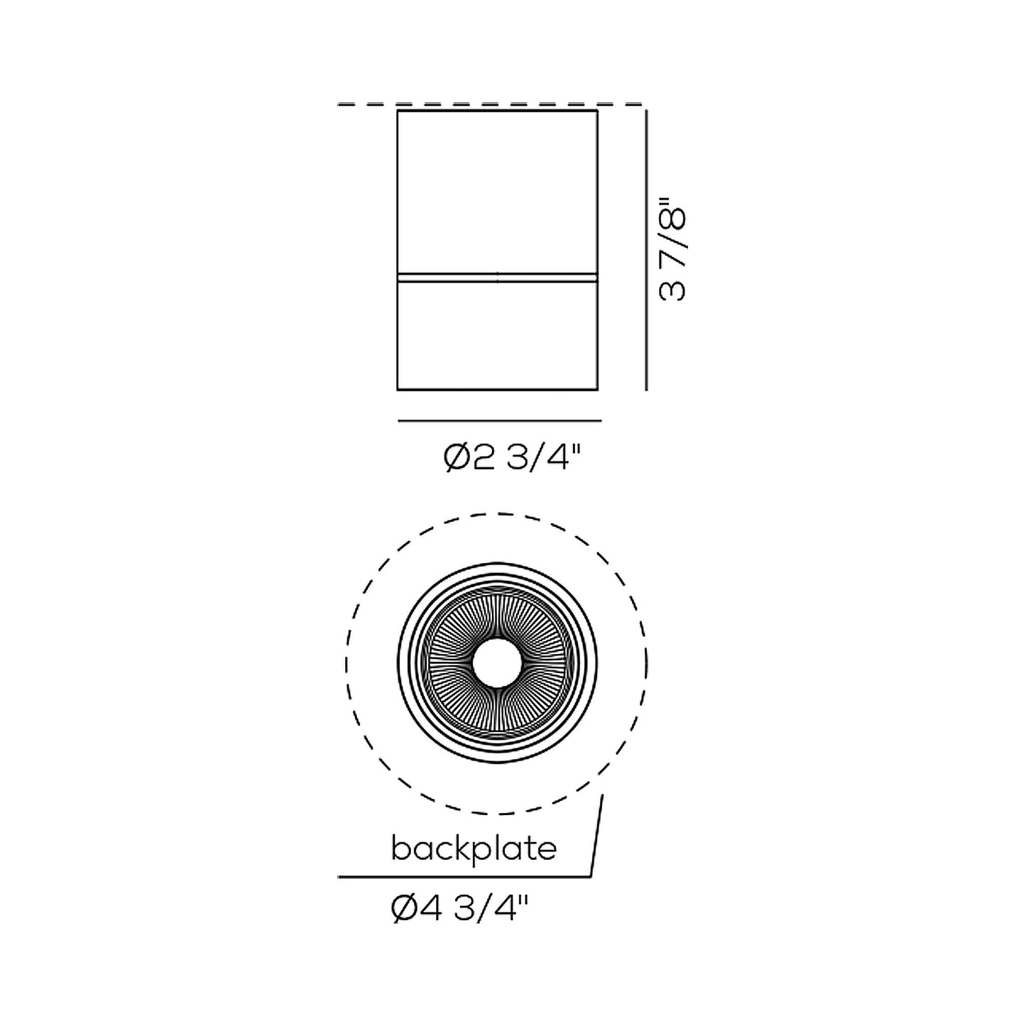 Pivot LED Spot Light - line drawing.