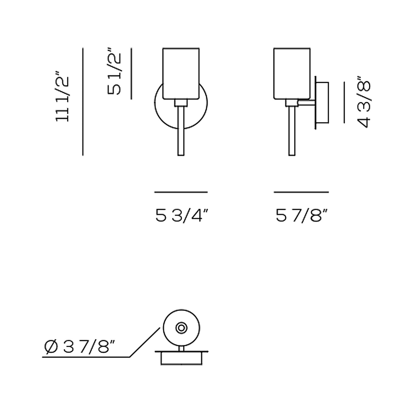 Spillray Wall Light - line drawing.