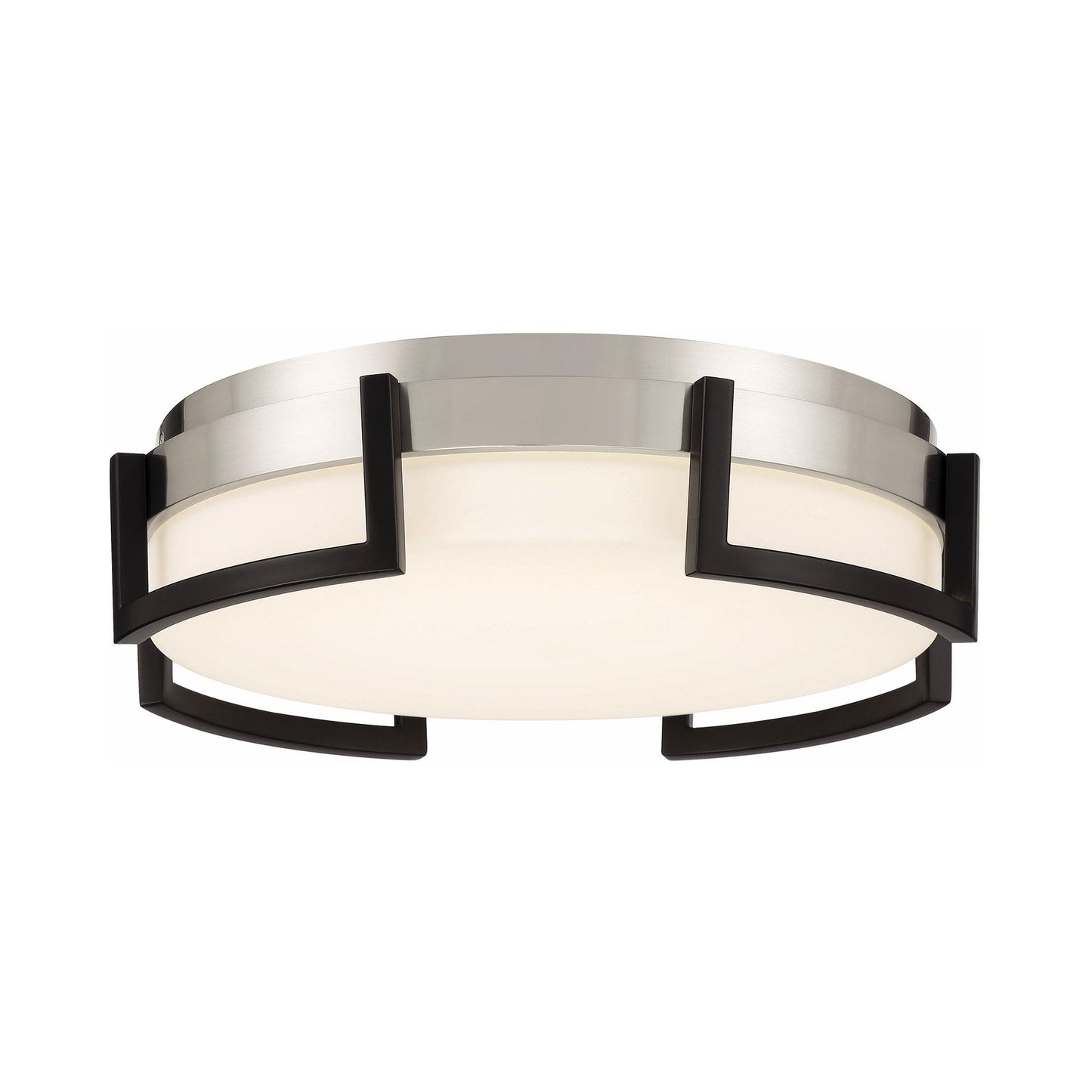 Bezel Set LED Flush Mount Ceiling Light in Brushed Nickel (Large).