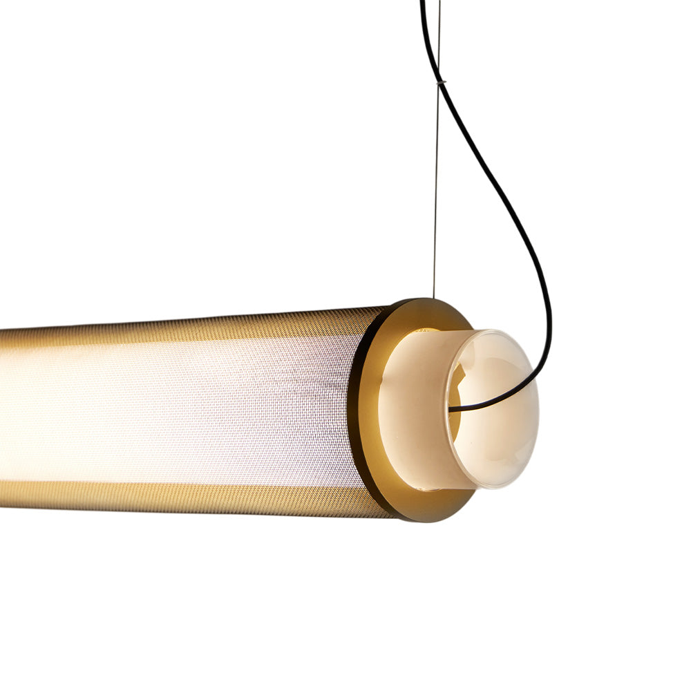 Slim Skin Horizontal LED Pendant Light in Opal Brass.