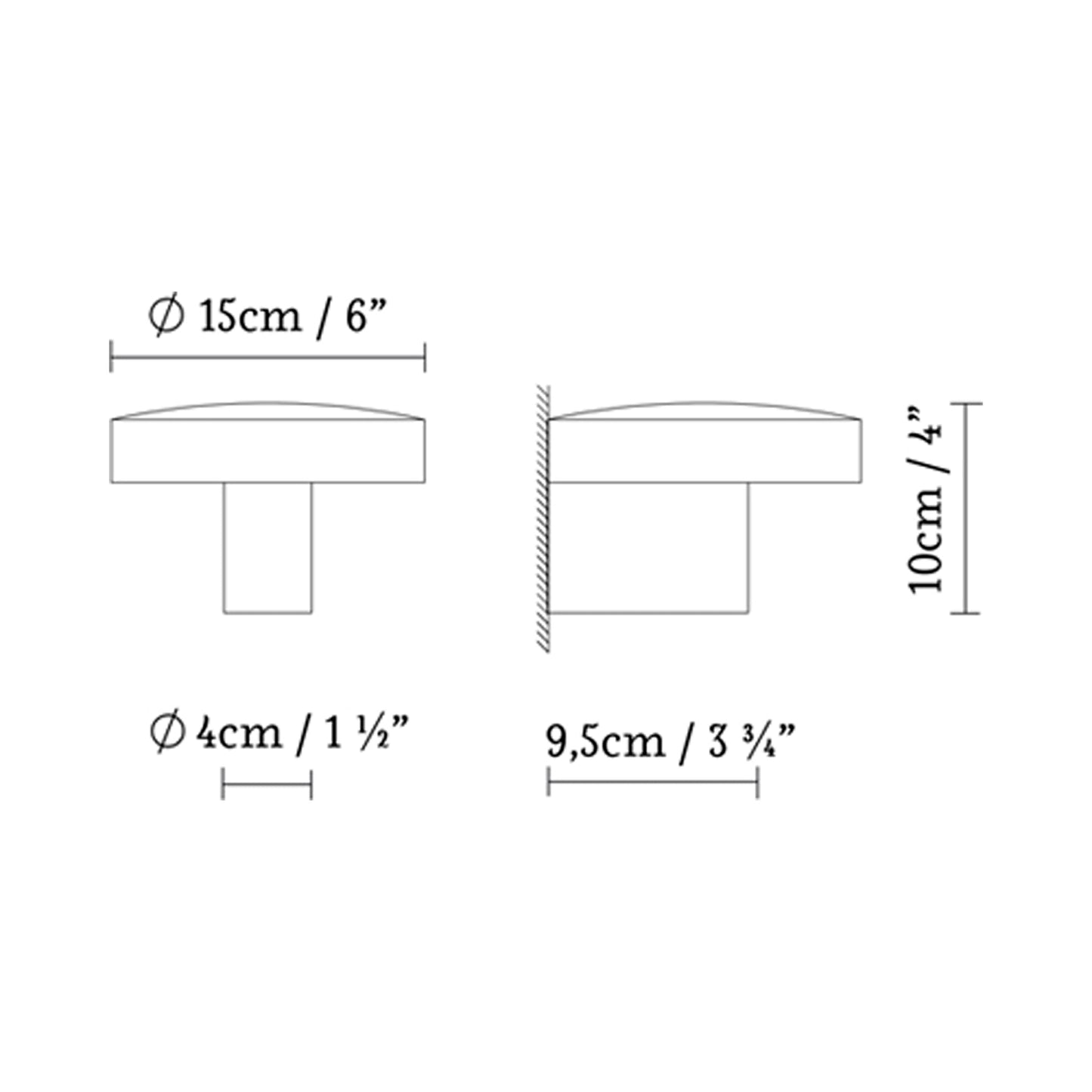 Soft Direct Outdoor LED Wall Light - line drawing.