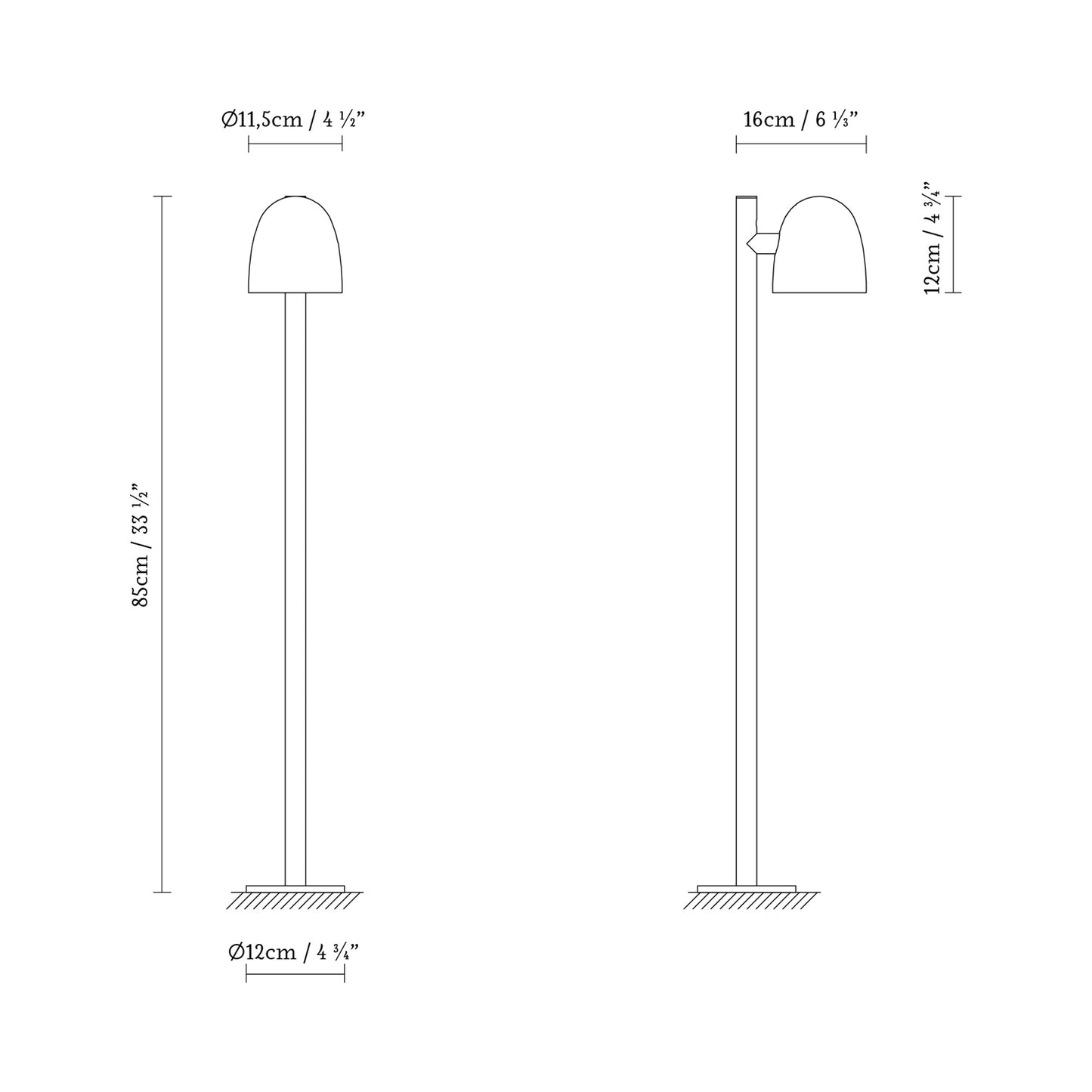 Speers Outdoor LED Bollard - line drawing.