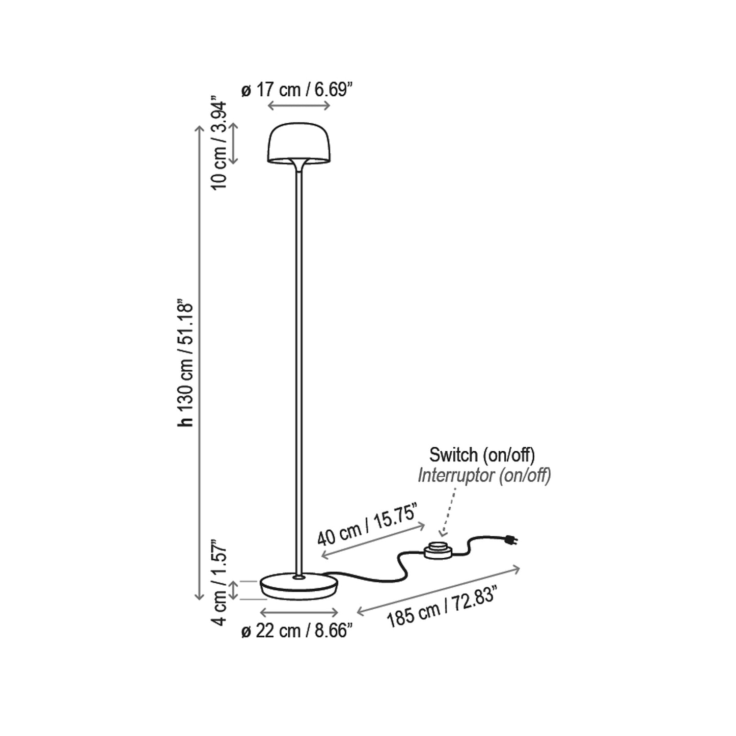 Bol LED Floor Lamp - line drawing.