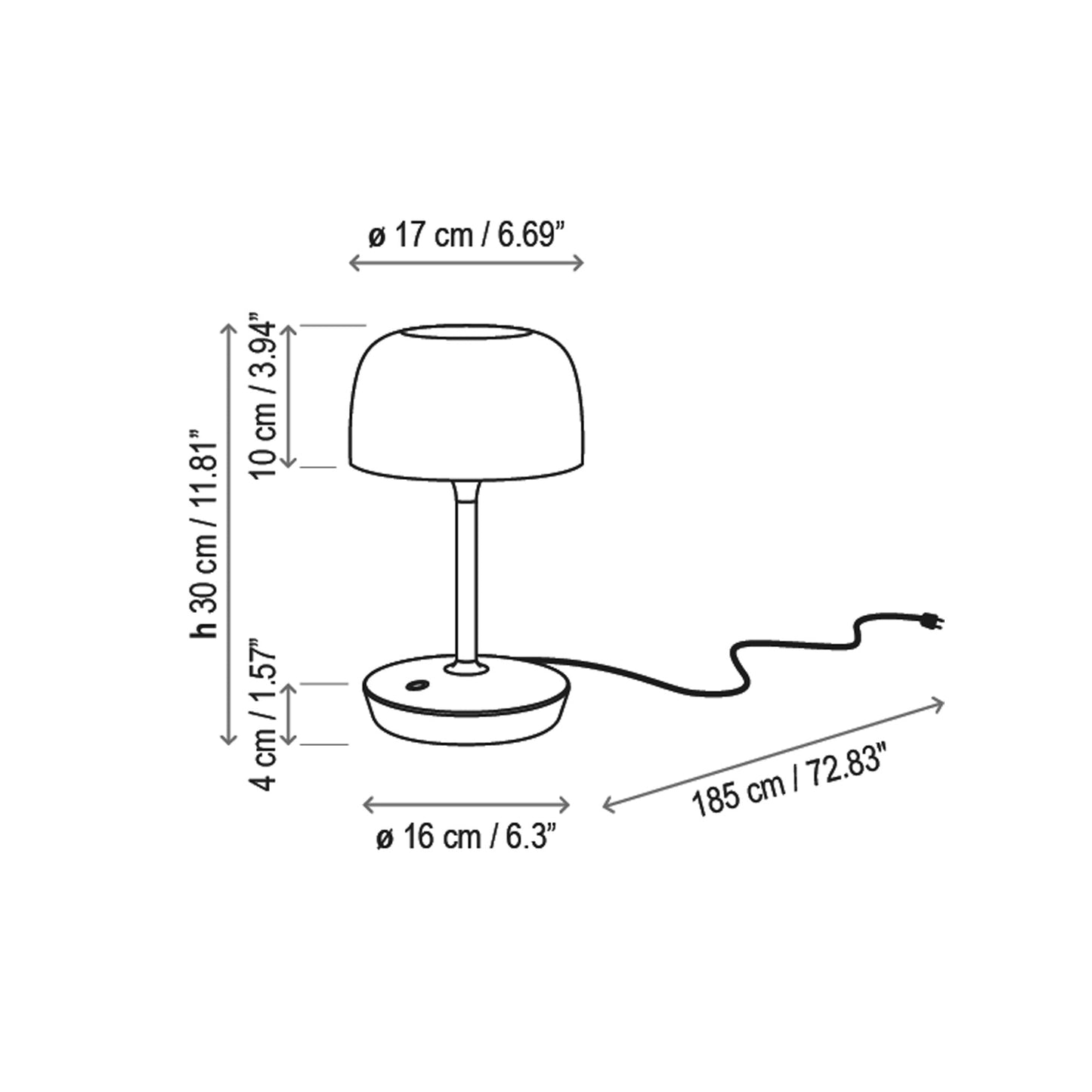 Bol LED Table Lamp - line drawing.