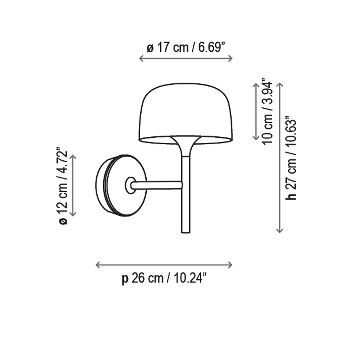 Bol LED Wall Light - line drawing.