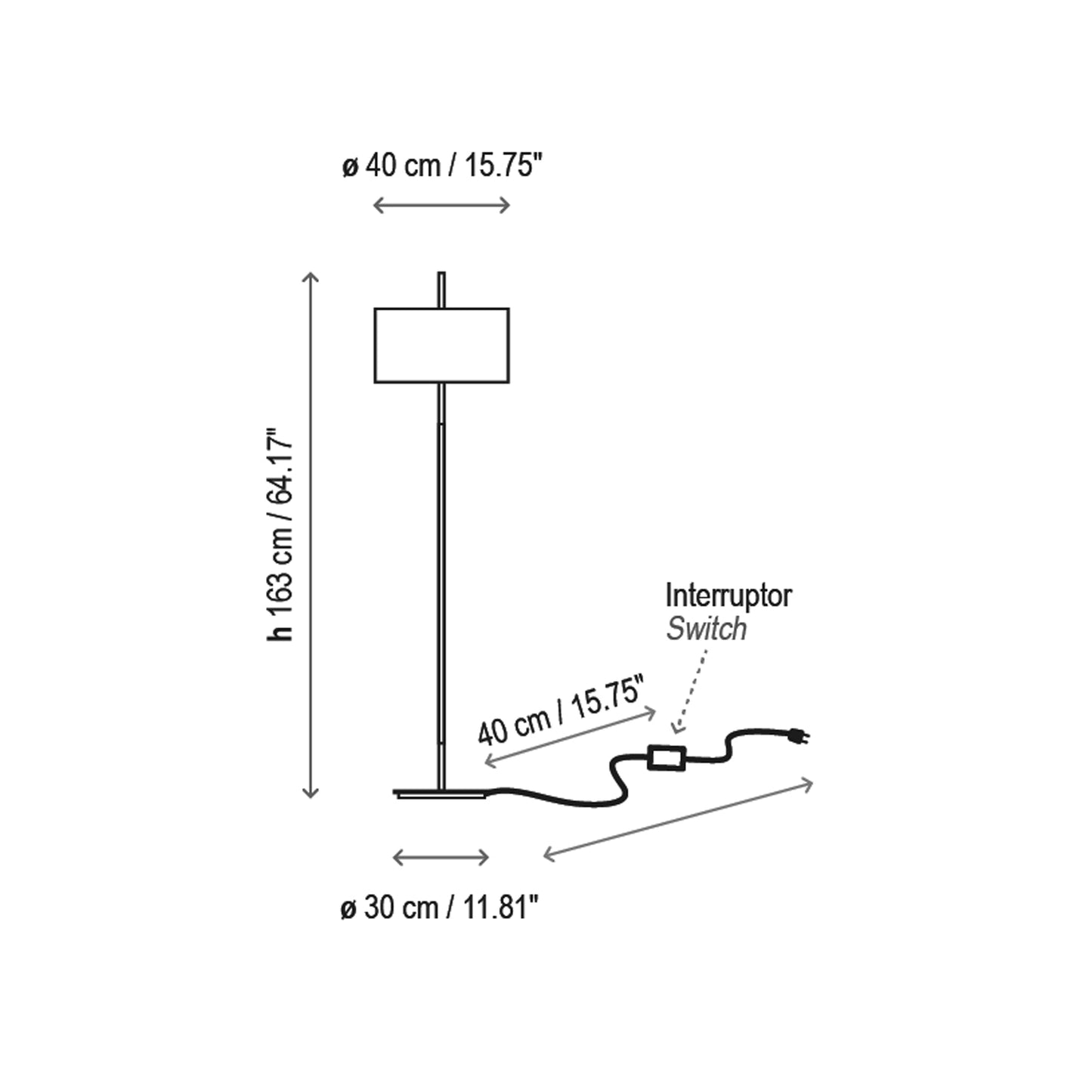 Danona Floor Lamp - line drawing.