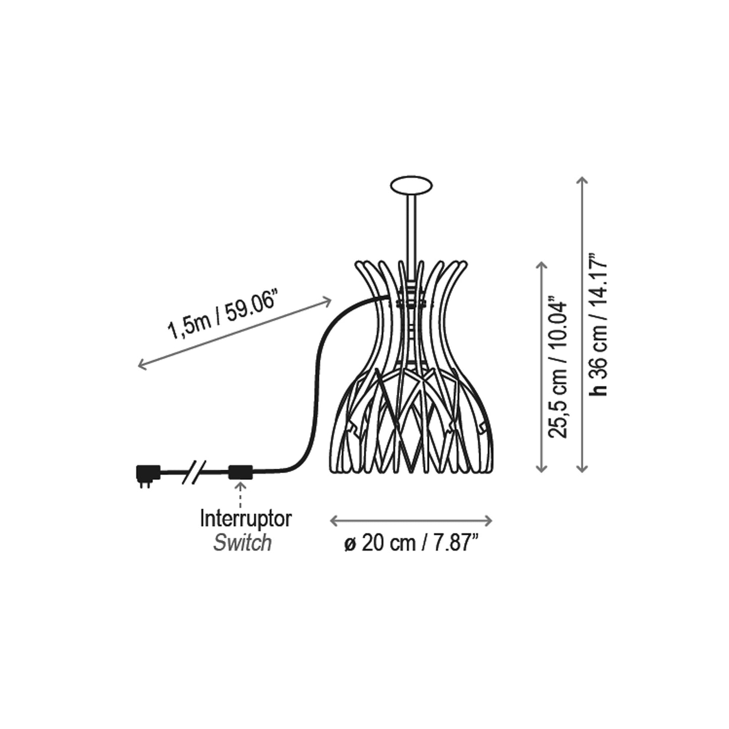 Domita Table Lam - line drawing.
