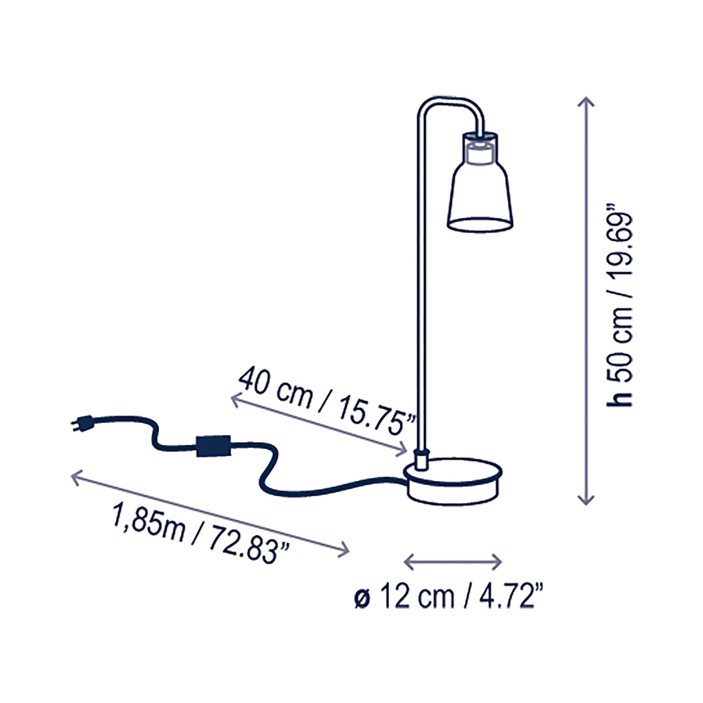 Drip LED Table Lamp - line drawing.