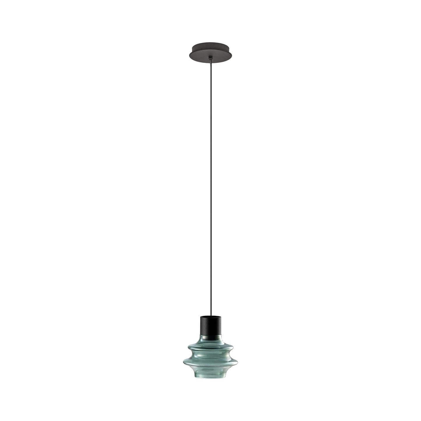 Drop LED Pendant Light in Green Glass (1-Light).
