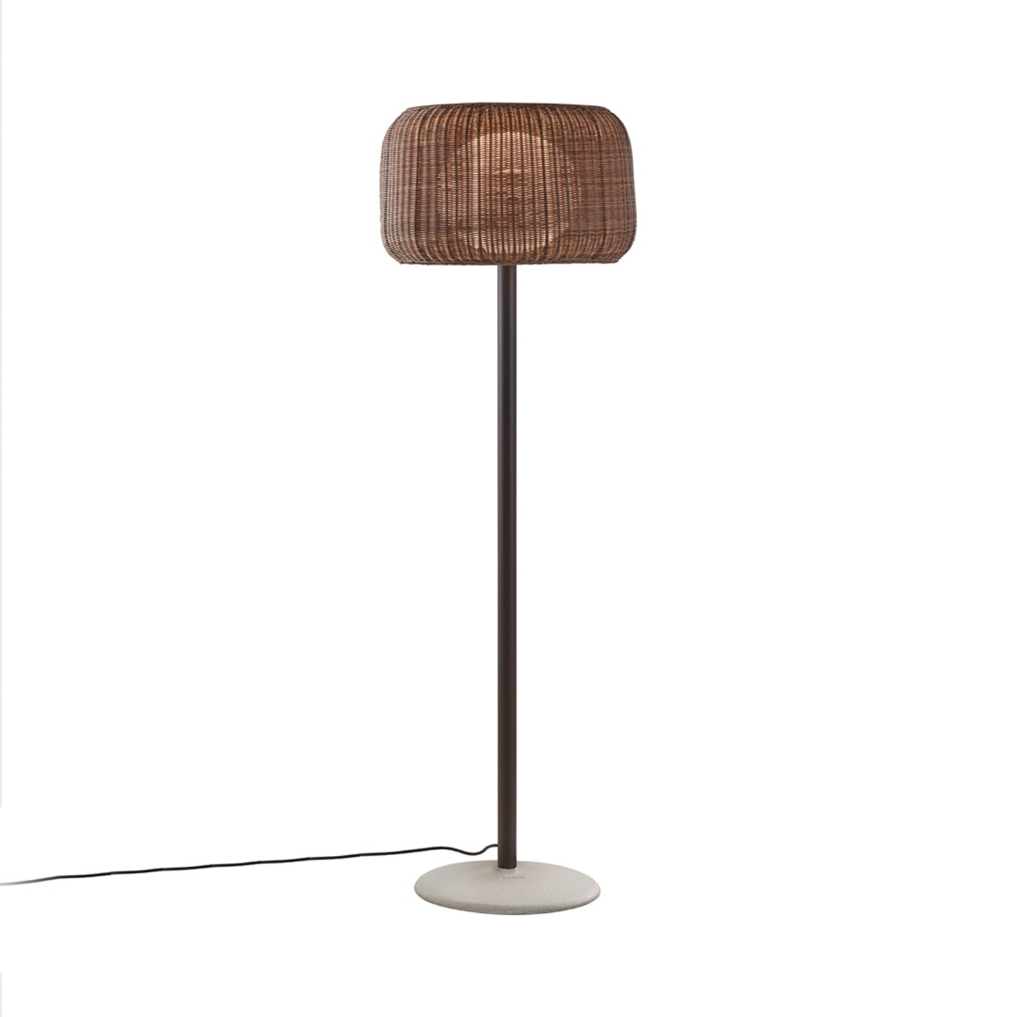 Fora Outdoor Floor Lamp in Rattan Brown.