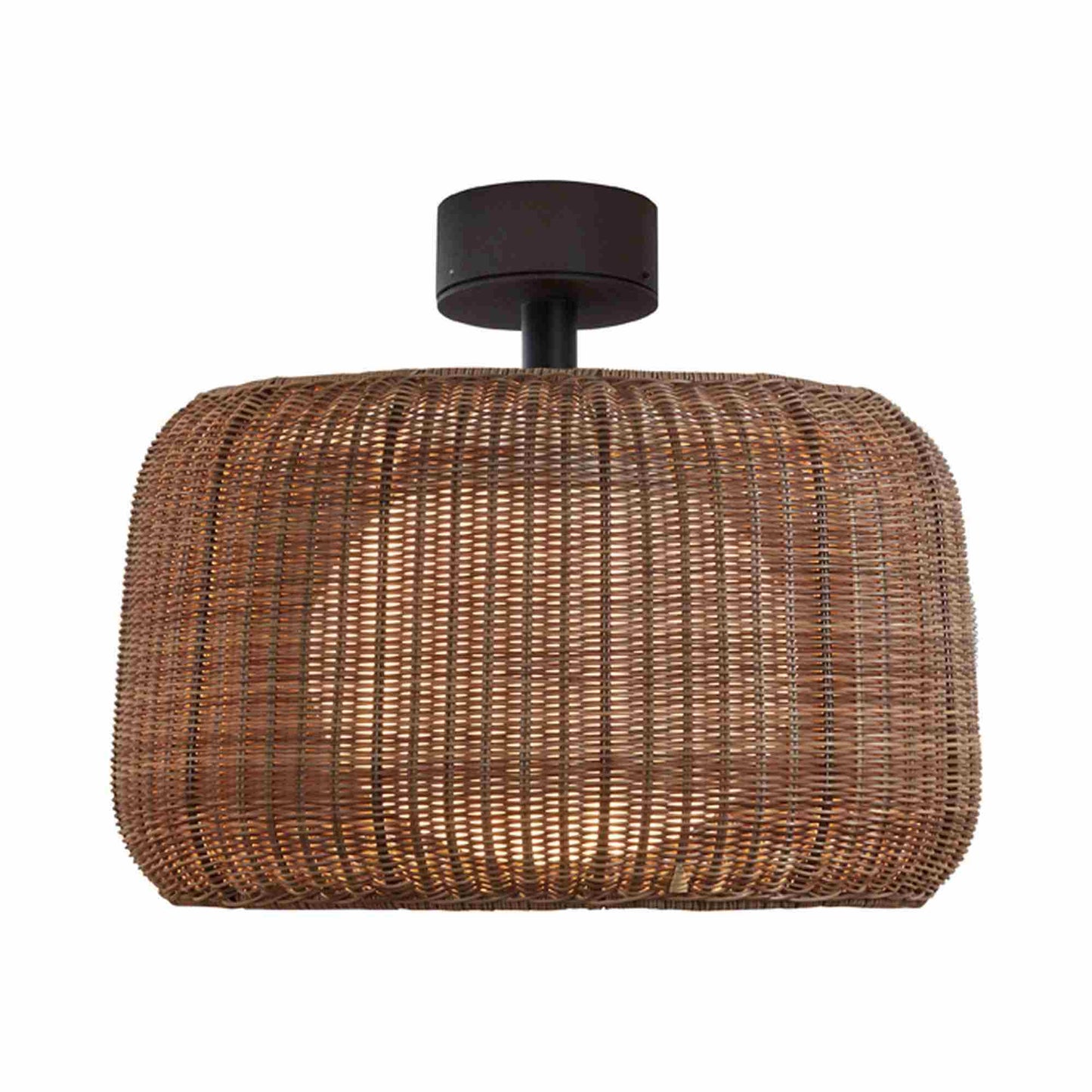 Fora Outdoor Semi Flush Mount Ceiling Light in Rattan Brown.