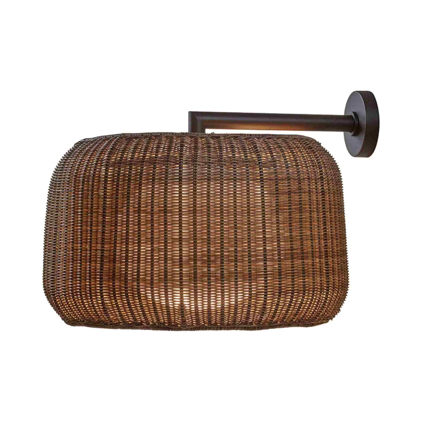 Fora Outdoor Wall Light in Rattan Brown.