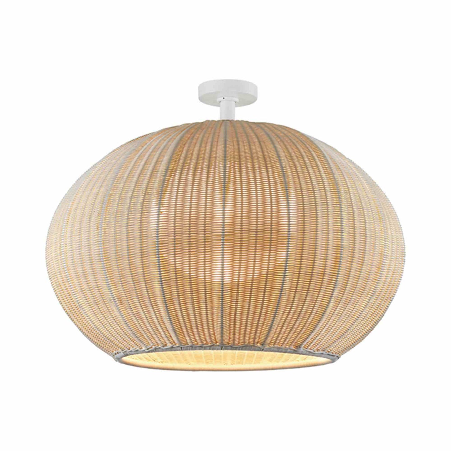 Garota Outdoor LED Flush Mount Ceiling Light in Natural White Frame/Ivory White (Large).