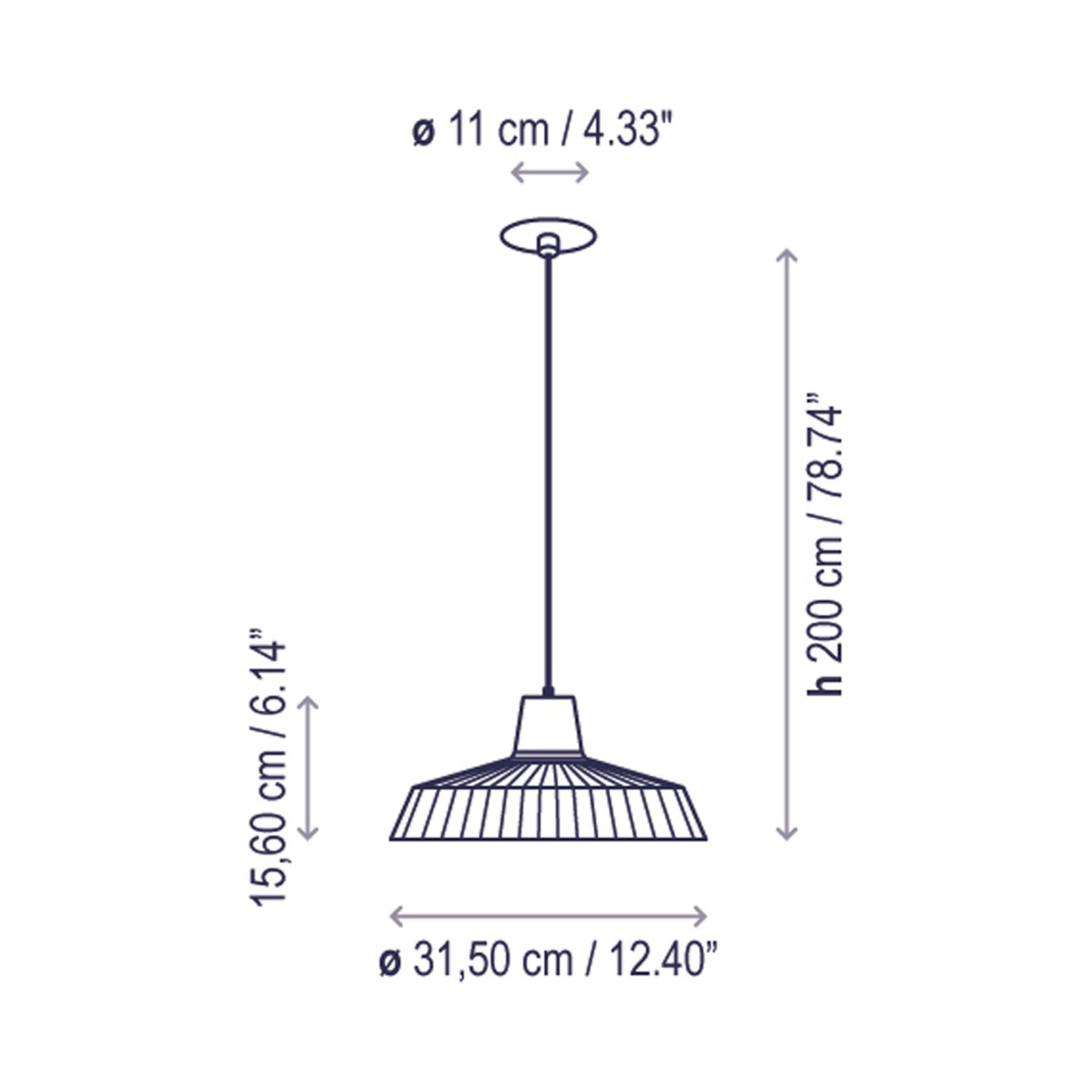 Marietta Outdoor LED Pendant Light - line drawing.