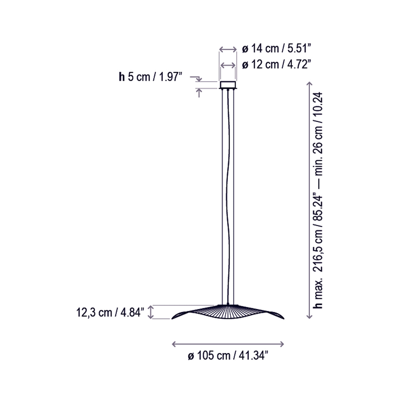 Mediterrània Outdoor LED Pendant Light - line drawing.