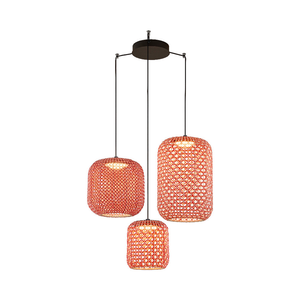 Nans LED Multi Pendant Light in Red.