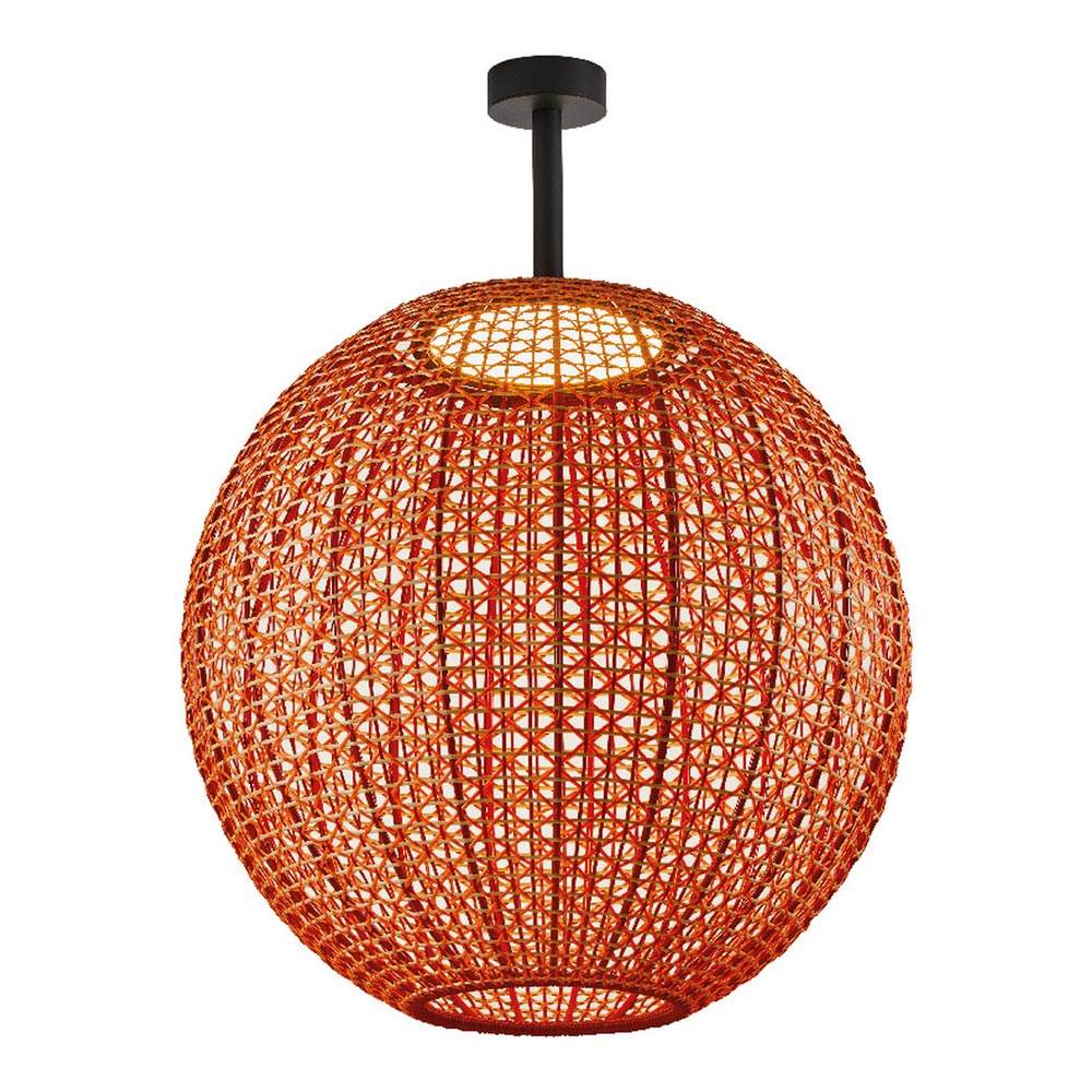 Nans Outdoor LED Semi Flush Mount Ceiling Light in Red (20.75-Inch).