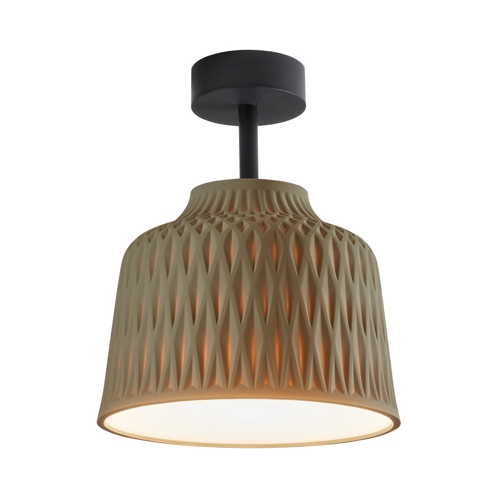 Soft Outdoor Semi Flush Mount Ceiling in Olive Grey.