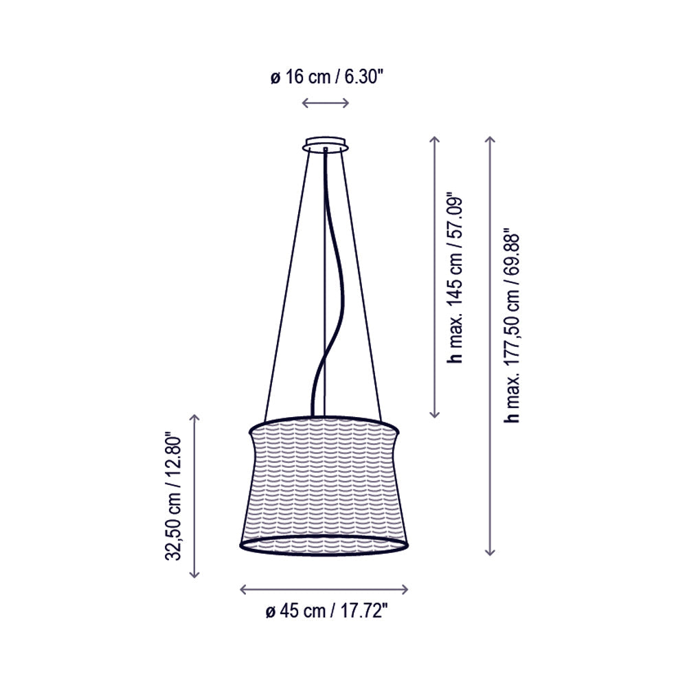 Syra LED Pendant Light - line drawing.