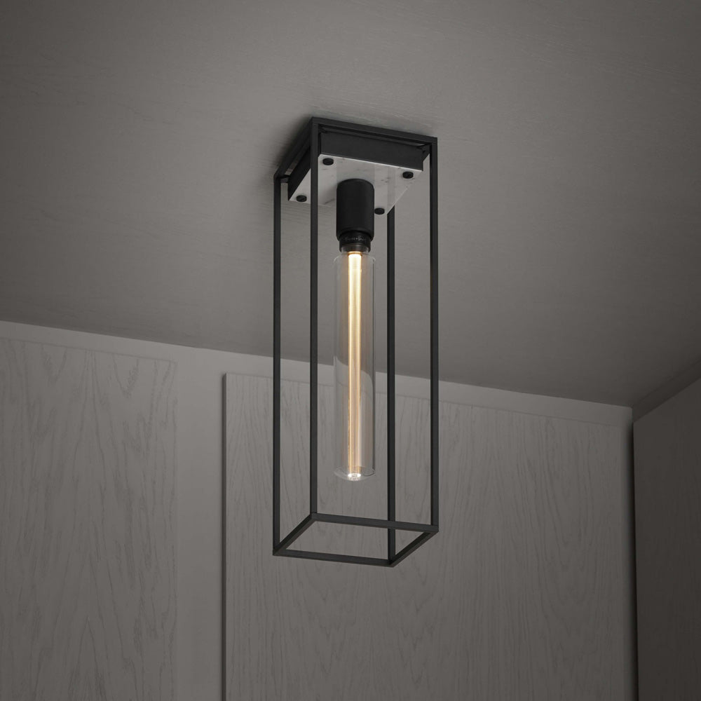 Caged Flush Mount Ceiling Light in White (Large).