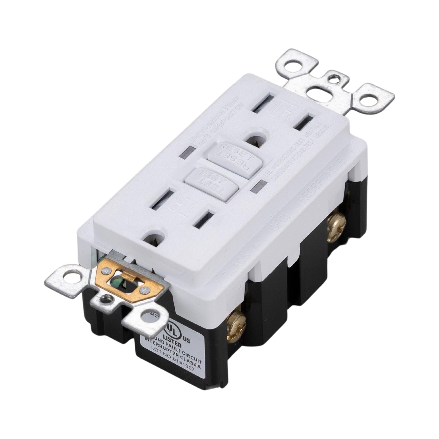 Duplex GFCI Outlet Module in White.