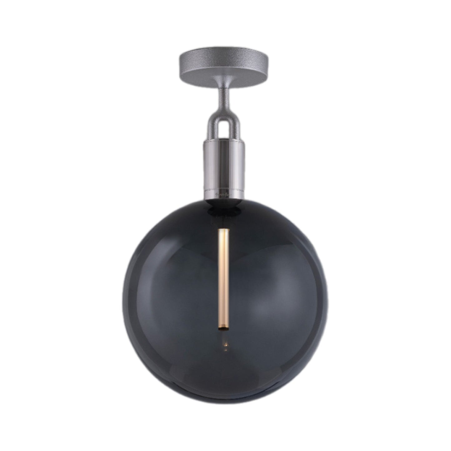 Forked Semi Flush Mount Ceiling Light in Steel/Smoked (Large).