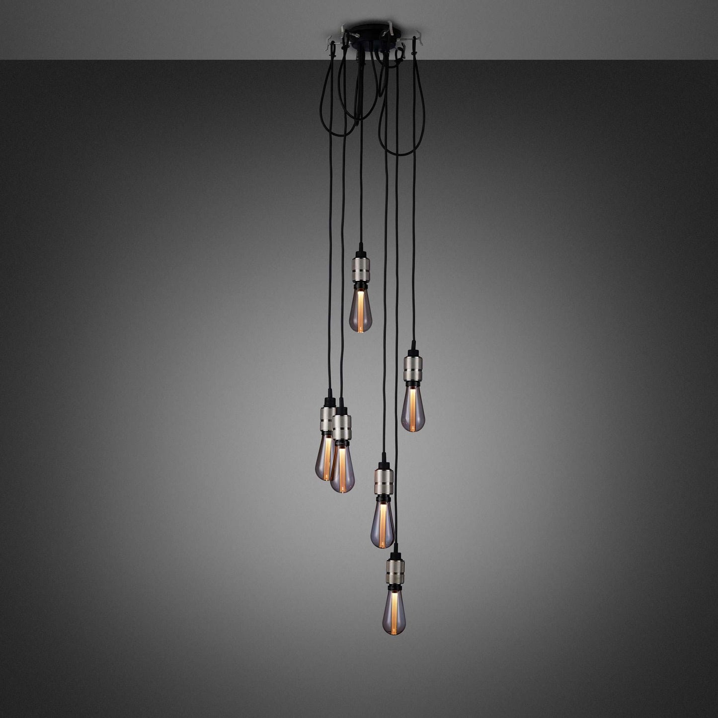 Hooked Nude Multi Light Pendant Light in Steel (6-Light).