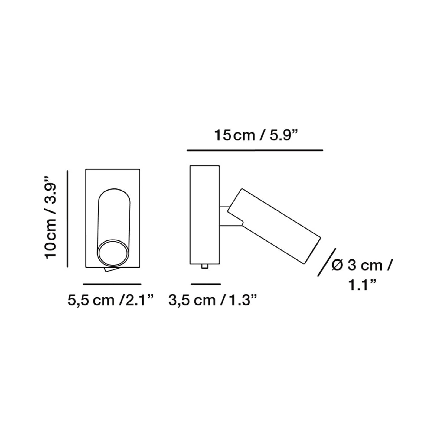 Jerry LED Surface Wall Light - line drawing.