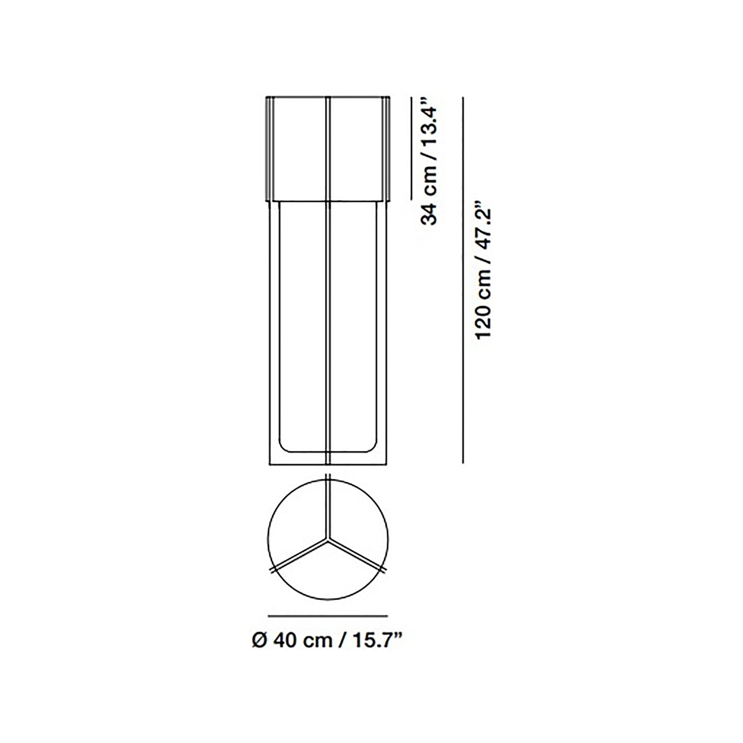 Nirvana Floor Lamp - line drawing.