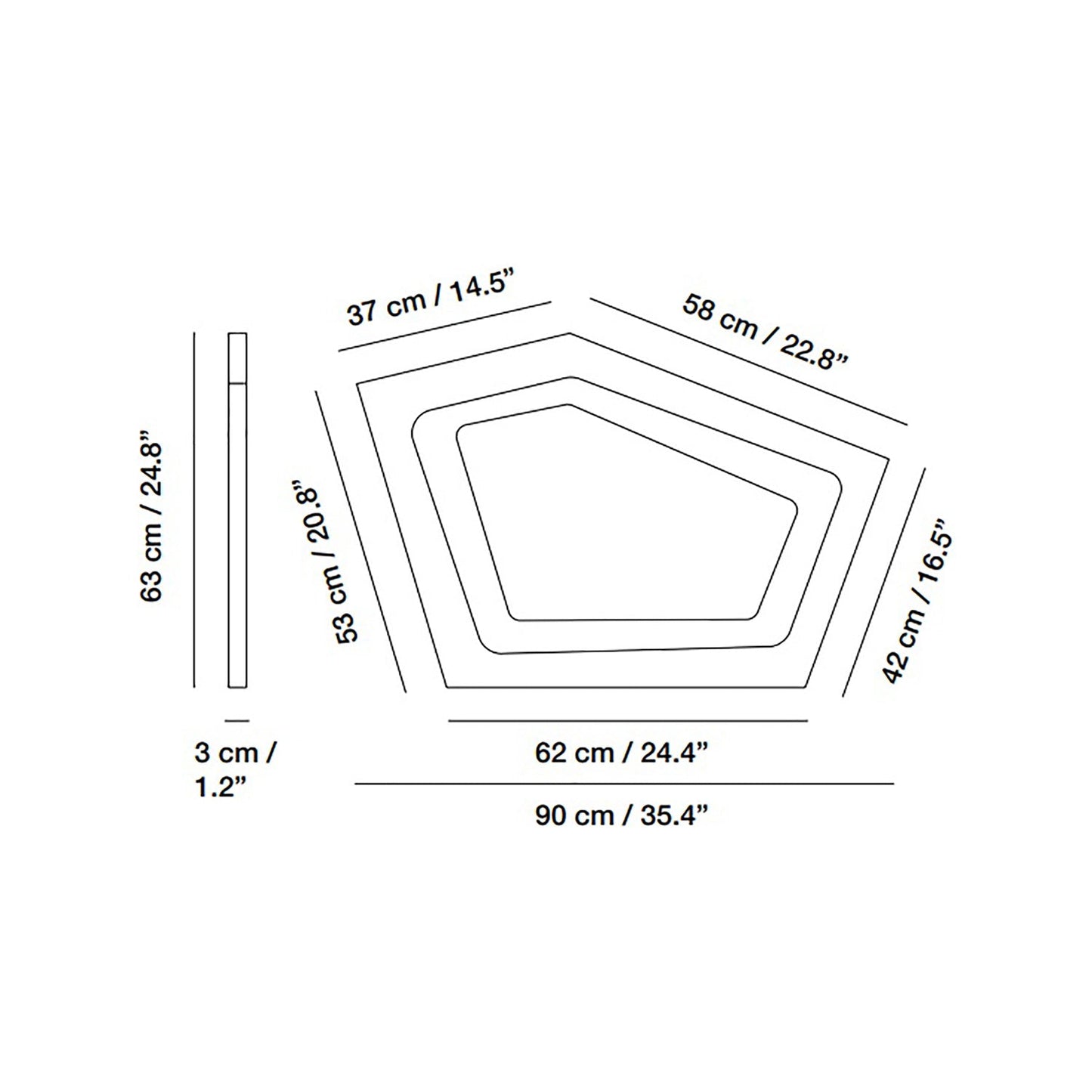 Nura LED Wall Light - line drawing.