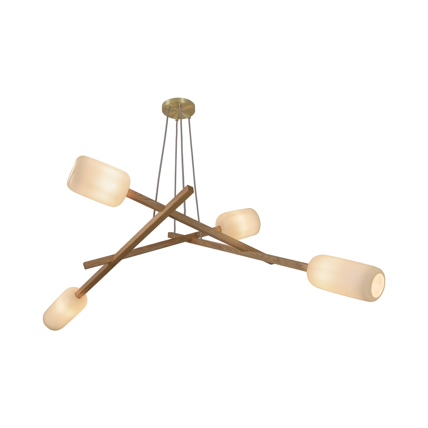 Locus Chandelier (Brushed Brass/White Oak).