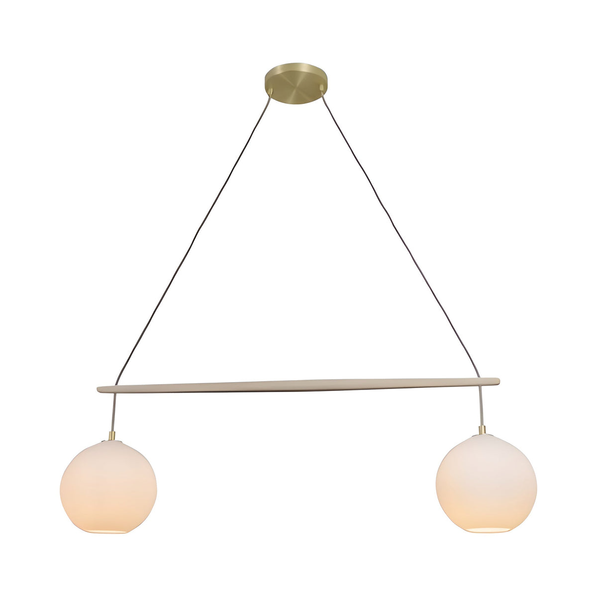 Miro Chandelier in Brushed Brass/White Washed Oak (White Bubble Glass).
