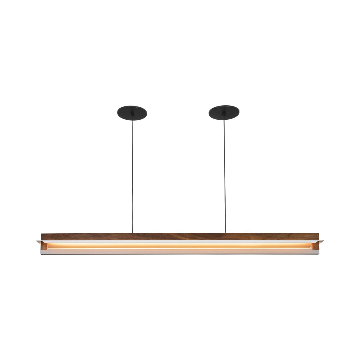 Nubis Linear Pendant Light in Black/Walnut (Split Canopy).