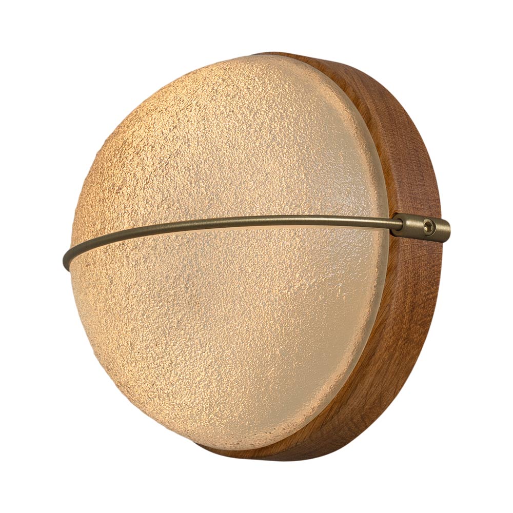 Sona Wall Light in White Oak/Satin Distressed Brass (2700K).