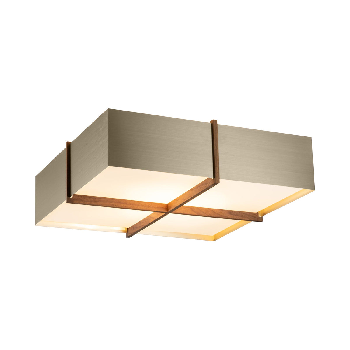 Veram LED Flush Mount Ceiling Light in Distressed Brass/Walnut (24-Inch/2700K).