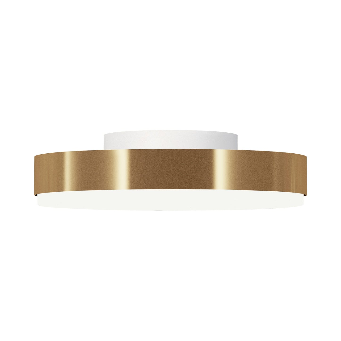 Discus LED Flush Mount Ceiling Light in Matt White/Satin Brass (Large).