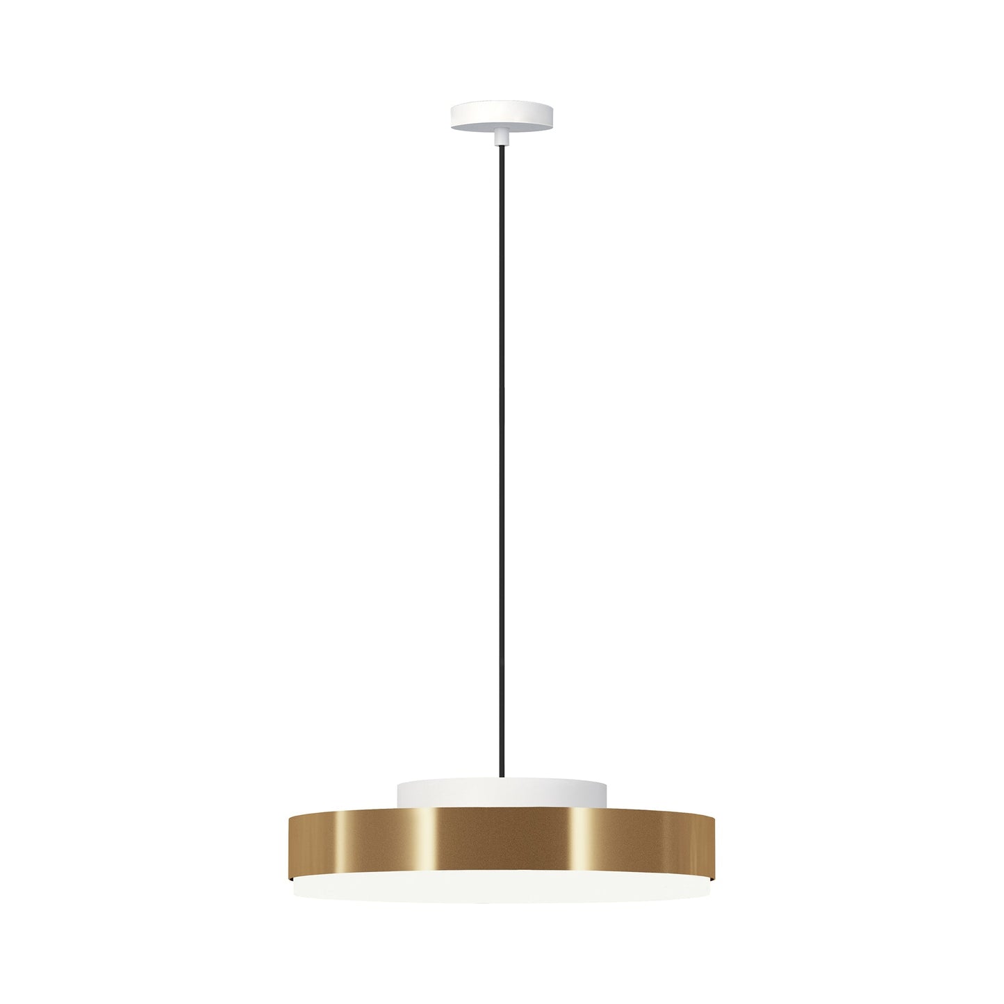 Discus LED Pendant Light in Matt White/Satin Brass (Large).