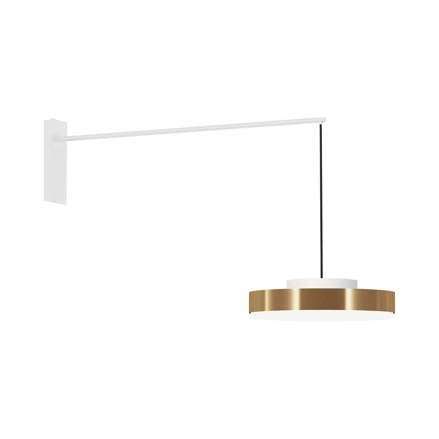 Discus LED Wall Light in Matt White/Satin Brass (Large).