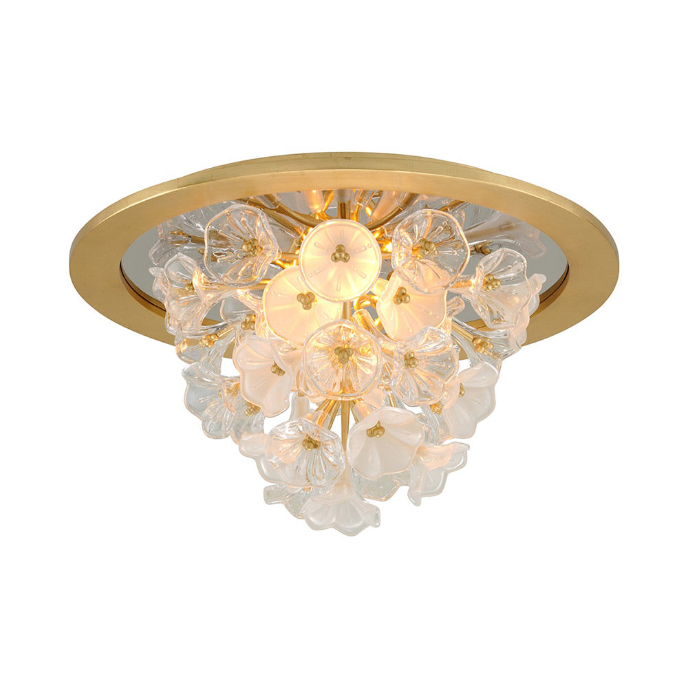 Jasmine Flush Mount Ceiling Light in Gold Leaf.