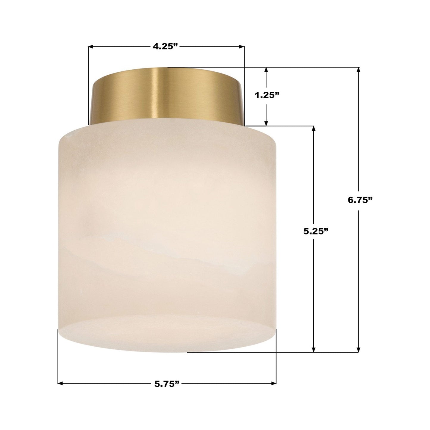 Acme Semi Flush Mount Ceiling Light - line drawing.