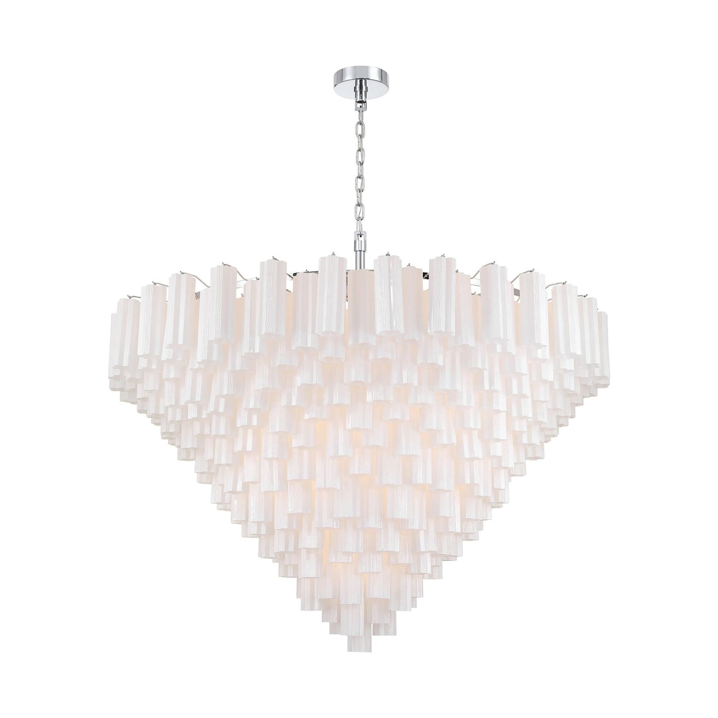 Addis Geometric Chandelier in Polished Chrome/White (62-Inch).