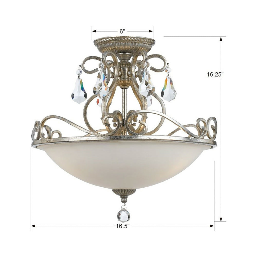 Ashton Semi Flush Mount Ceiling Light - line drawing.