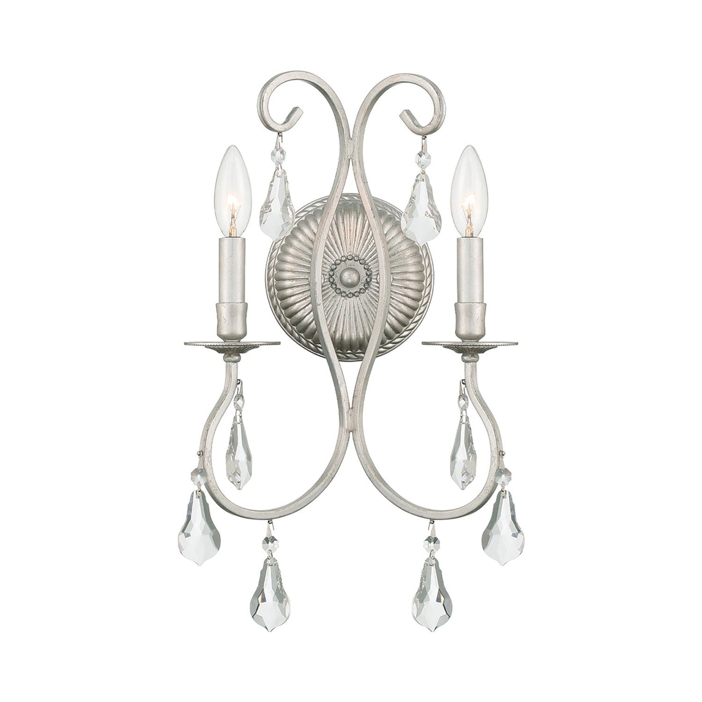 Ashton Wall Light in Olde Silver (Hand Cut Crystal/2-Light).