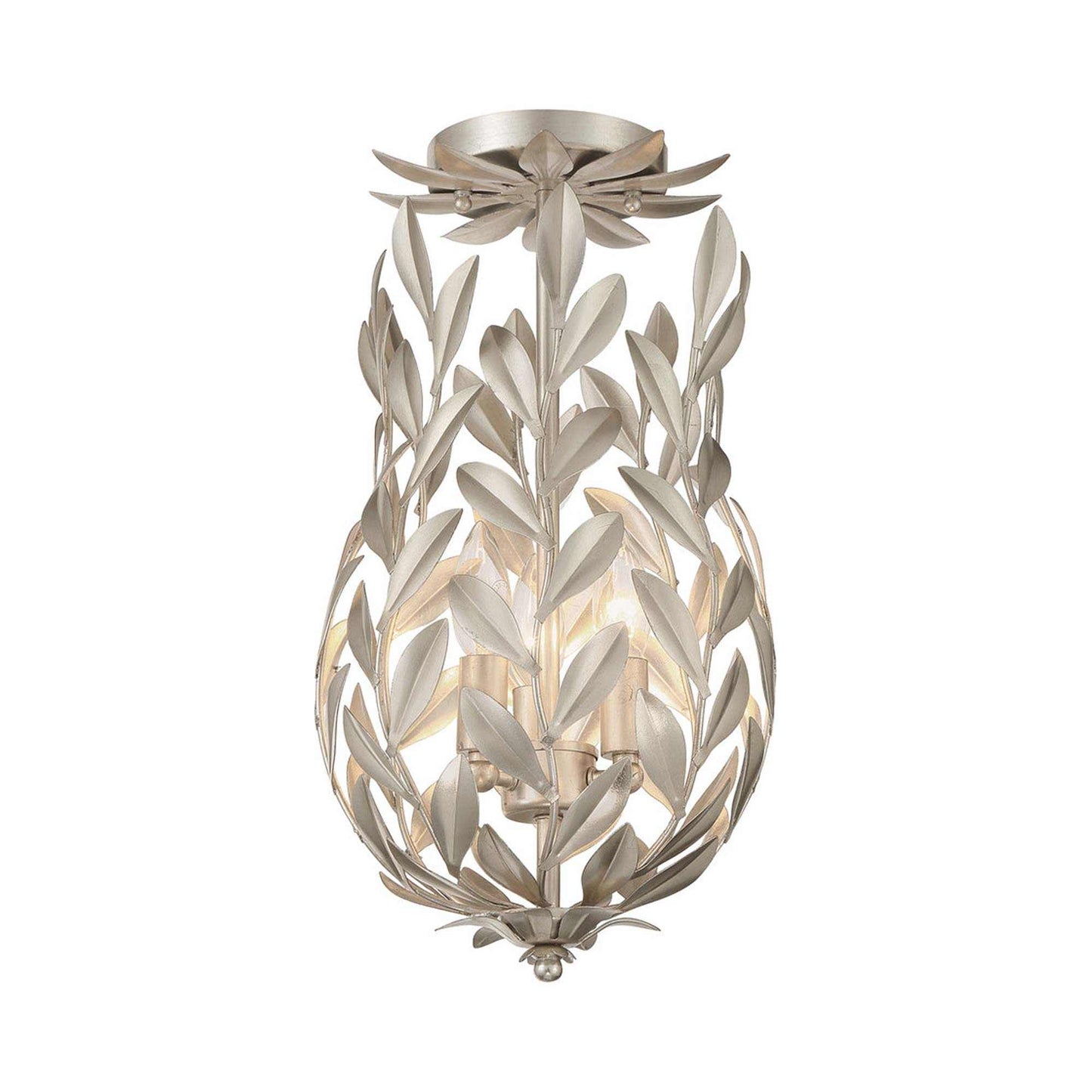 Broche 563 Semi Flush Mount Ceiling Light in Antique Silver.